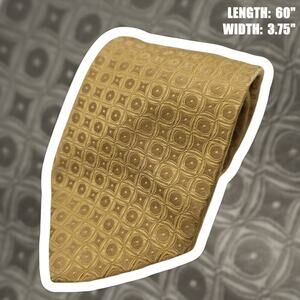 City Of London Gold Geometric Medallion Mens Silk Tie 60"